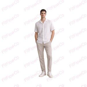 Zara Men White Linen Cotton Short Sleeve Button Up Shirt Size S Preowned